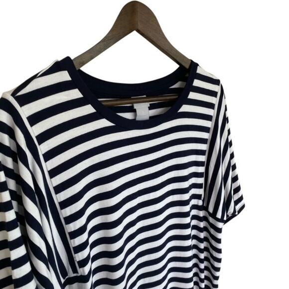 Chico's Navy and White Striped Top - Size 2 Large - Picture 2 of 4
